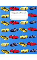 Composition Notebook: Large Notebook to Write in, college ruled Lined pages, funny & cute sports car pattern. perfect School supply