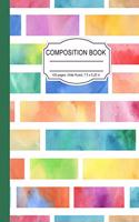 Composition Book: Abstract Color Block Design Wide Ruled Paper Notebook Journal for Homeschool Office Teacher Adult 7.5 x 9.25 in. 100 Pages