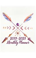 2019 - 2023 Monthly Planner: Boho Native Five Year Calendar Planner and Notebook 8.5x11 144 Pages
