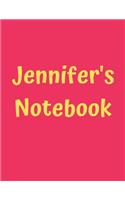 Jennifer's Notebook: Soft Cover, College Ruled, 100 Sheets, 8.5" x 11", White Paper(3 Women's Custom Names)