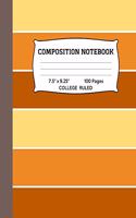 Composition Notebook: Autumn Striped College Ruled Notebook - Fall Lined Journal or Diary - School Subject Notebook for Homework and Writing Notes - Homeschool Notebook -