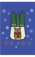 Merry Cactus: Lined Journal, 120 Pages, 6 x 9, Eves Pin Cacti In Christmas Bear Pot, Blue Matte Finish (Merry Cactus Journal)