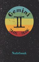 Zodiac Sign Gemini Retro Notebook: Astrology Journal, Horoscope Notepad, Diary, 120 Pages, blanc Dot Grid, 6" x 9"