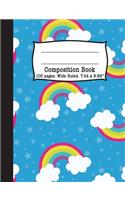 Composition Book Wide Ruled 100 pages 7.44 x 9.69 inches: School Office Home Student Teacher Confetti Hearts in Rainbow Colors Notebook(2 Cute Composition Notebooks)