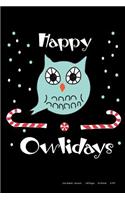 Happy Owlidays: Christmas Holiday Planner - Blank Line Ruled Journal For Recipes and Shopping List. 6x9, 100 Pages