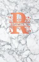 Rebecca: Personalized Sketchbook 8.5 X 11. Initial R Sketch Pad. White Marble & Rose Gold Cover. Notebook, Journal, Doodle, Create!