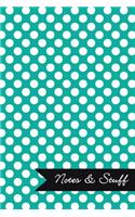 Notes & Stuff - Lined Notebook with Persian Green Polka Dot Pattern Cover