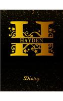 Hayden Diary: Letter H Personalized First Name Personal Writing Journal Black Gold Glittery Space Effect Cover Daily Diaries for Journalists & Writers Note Taking