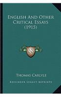 English and Other Critical Essays (1915)