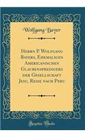 Herrn P. Wolfgang Bayers, Ehemaligen Americanischen Glaubenspredigers Der Gesellschaft Jesu, Reise Nach Peru (Classic Reprint)