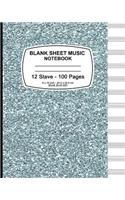 Blank Sheet Music Notebook (Blue Gliter)