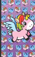 Daily and Weekly Chore Chart Notebook for Kids: Flying Unicorn on a Faded Pink to Purple Background with Narwhals and Unicorns on the Cover.