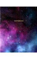 Notebook: Cosmic Stardust Outer Space - Journal for Girls and Boys, Kids, School, Students and Teachers - 8 x 10, 100 Blank Lined Pages