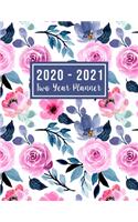 2020-2021 Two Year Planner: 2 year appointment planner 2020-2021 - Flower Watercolor Cover - 2 Year Calendar 2020-2021 Monthly - 24 Months Agenda Planner with Holiday - Persona