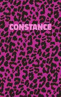 Constance: Personalized Pink Leopard Print Notebook (Animal Skin Pattern). College Ruled (Lined) Journal for Notes, Diary, Journaling. Wild Cat Theme Design wi