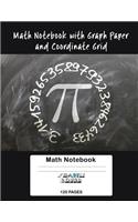 Math Notebook with 4x4 Graph Paper and Coordinate Grid Paper