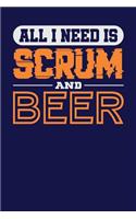 All I Need is Scrum and Beer: Dark Blue, White & Orange Design, Blank College Ruled Line Paper Journal Notebook for Project Managers and Their Families. (Agile and Scrum 6 x 9 in