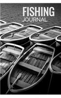 Fishing Journal: Matte Softcover Notebook Logbook 120 Blank Pages Black and White Boats Cover Design