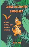 Cahier d'activités Dinosaure, dés 5 ans.: Livre d'activités dinosaure pour enfants dés 5 ans: format A4, 113 pages de coloriages, labyrinthes, point par point et jeux des différences