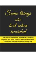 Some things are best when recorded: The Personal Internet Address & Password Logbook - All your favorite website addresses, username and passwords in one place