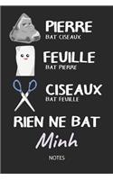 Rien ne bat Minh - Notes: Noms Personnalisé Carnet de notes / Journal pour les garçons et les hommes. Kawaii Pierre Feuille Ciseaux jeu de mots. Fournitures scolaires, premie