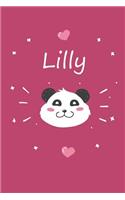 Lilly: A cute personalized panda notebook/ diary for girls and women, with 100 lined pages in 6x9 inch format. Personal Diary Personalized Journal Customiz