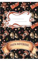 Math Notebook: A 6x9 Inch Matte Softcover Paperback Notebook Journal With 120 Blank Grid Quad Pages - Graph Paper (4x4) -Playful Dogs, Paws, Bones, Puppies
