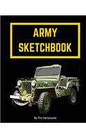 Army Sketchbook: Blank Unlined Paper For Sketching, Drawing, Doodling, Army Military Design With Army Vehicle Cover