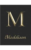 Maddison: 1 Year Daily Planner (12 Months) - Yellow Gold Effect Letter M Initial First Name - 2020 - 2021 - 365 Pages for Planning - January 20 - December 20 