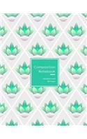 Composition Notebook: college or school ruled journal book for students - Standard line size composition style exercise notebook - Cute green blue flower pattern