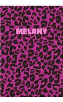 Melany: Personalized Pink Leopard Print Notebook (Animal Skin Pattern). College Ruled (Lined) Journal for Notes, Diary, Journaling. Wild Cat Theme Design wi