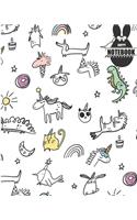 Happy Notebook: Unicorn Hand drawn cover notebook: Diary, 110 pages, 8" x 10" (Notebook Lined, Blank No Lined)