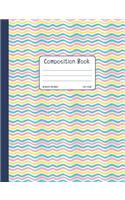 Composition Book: Wide Ruled Composition Notebook with Cute Summer Pattern with Waves, 50 sheets/100 pages, 7.44" x 9.69" (18.9 x 24.6 cm) for School, Journaling, Wri