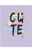 Cute: Cutie purple cover (8.5 x 11) inches 110 pages, Blank Unlined Paper for Sketching, Drawing, Whiting, Journaling & Doodling(2 Cutie Purple Sketchbook)