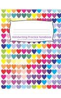 Handwriting Practice Notebook: Multicolor Hearts Design 100 Pages of Handwriting Practice for Back to School