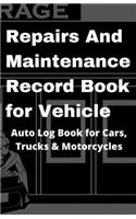 Repairs And Maintenance Record Book for Vehicle for Men