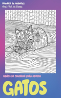 Libros de colorear para adultos - Nivel fácil de flores - Mandala de animales - Gatos