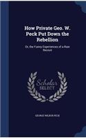 How Private Geo. W. Peck Put Down the Rebellion: Or, the Funny Experiences of a Raw Recruit