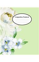 mint green composition notebook, floral composition notebook for girls, cute Wide Ruled paper Notebook Journal - 120 Pages - 7.5 x 9.25