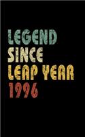 Legend Since Leap Year 1996: Retro Birthday Gift Notebook With Lined College Ruled Paper. Funny Quote Sayings 5 x 8 Notepad Journal For People Born February 29th 1996.