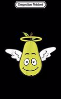 Composition Notebook: Flying Pear Picture Funny Smiling Face Angel Wings Halo Journal/Notebook Blank Lined Ruled 6x9 100 Pages