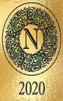 Weekly Planner Initial Monogram "N" January 2020 - December 2020