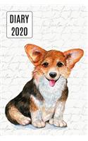 2020 Daily Diary Planner, Watercolor Corgi: Three Days Per Page Full Year Planner