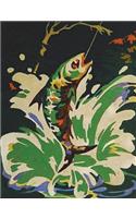 Composition Book Journal: : Vintage Paint-By-Number Pbn, with Mid Century Fishermen in a Boat with Bass Fish Motif Cover, College Ruled Paper, 150 Blank Lined Sheets, 9-3/4 X