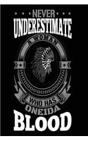 Never Underestimate a Woman Who Has Oneida Blood: Funny Native American Oneida Indian Notebook