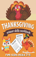 Thanksgiving Scissor Skills Workbook for Kids Ages 3-5