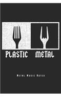 Metal Music Notes: Rock & Metal Notizbuch Pommesgabel Plastik Gabel Planer Tagebuch Schreibheft - Geschenk Für Fans Mit Musikgeschmack (15,2 x 22.9 cm, 6" x 9", 120 Se