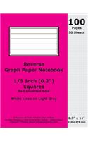 Reverse Graph Paper Notebook: 0.2 Inch (1/5 in) Squares; 8.5" x 11"; 216 x 279 mm; 100 Pages; 50 Sheets; White Lines on Light Gray; Inverted 5x5 Quad Grid; Magenta Matte Cover
