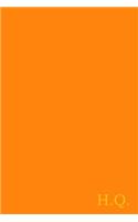 H.Q.: Gold on Dark Orange Fashion Color Monogram Personalized Notebook with Two Initials. Matte Soft Cover Professional Style With120 Blank Lined Pages