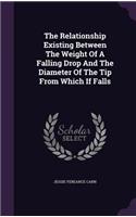 The Relationship Existing Between The Weight Of A Falling Drop And The Diameter Of The Tip From Which If Falls